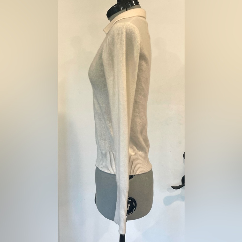 NAADAM Cashmere Buttoned V-Neck Sweater, Cream, XS - Picture 6 of 16